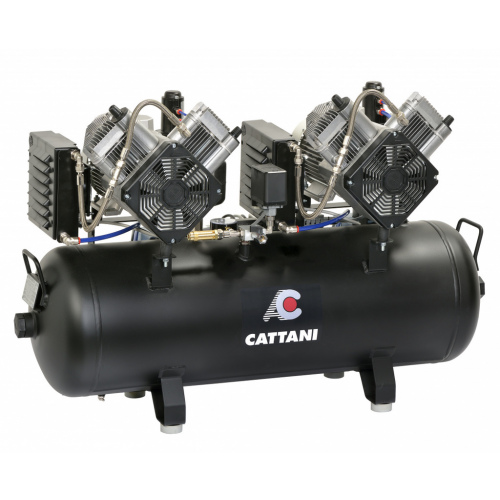 Компрессор стоматологический Cattani на 5-6 установок, тандем 2 мотора по 2 цилиндра, с 2 осушителями